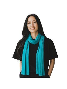 Gap Y2K Jersey Knit Scarf Turquoise Blue One Size Minimalist Spring Coastal Boho